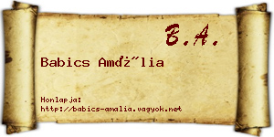 Babics Amália névjegykártya