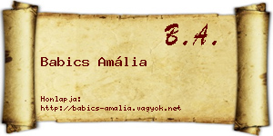 Babics Amália névjegykártya