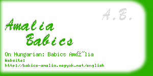 amalia babics business card